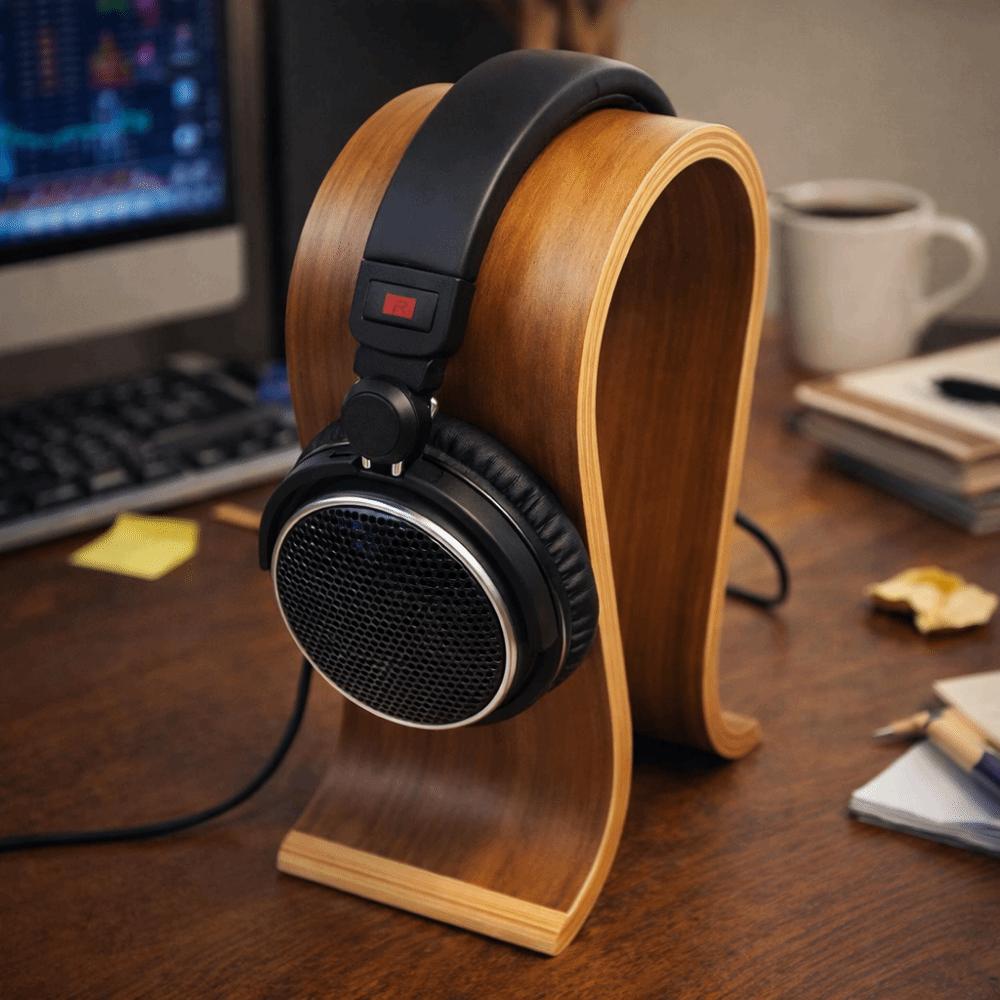 Solid Walnut Earphone Hanger U Shape Headset Display Shelf Headphone Stand Headset Accessories