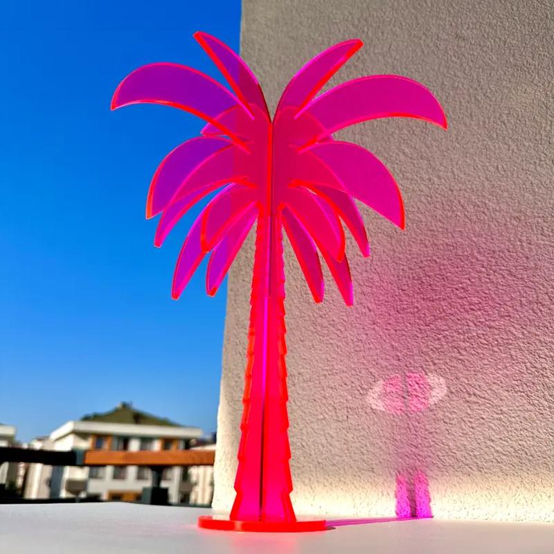 1PC Palm Tree Boho Vibrant Sculptural Decor Modern Acrylic Minimalist Decorative Space Neon Multicolour
