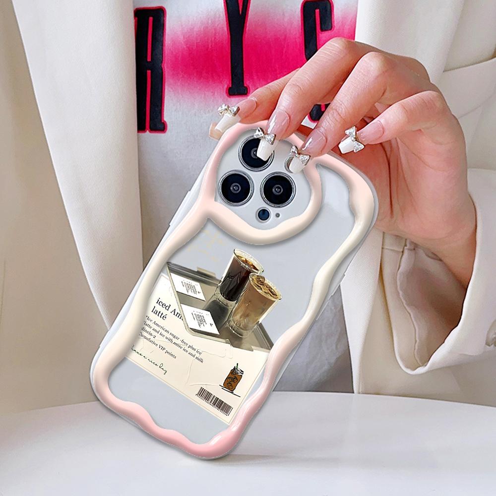 Cartoon Pattern Cream Texture Casing Wavy Edge Soft Silicone Cover Phone Case for IPhone Samsung Huawei Honor Xiaomi Redmi OPPO Realme Vivo Infinix