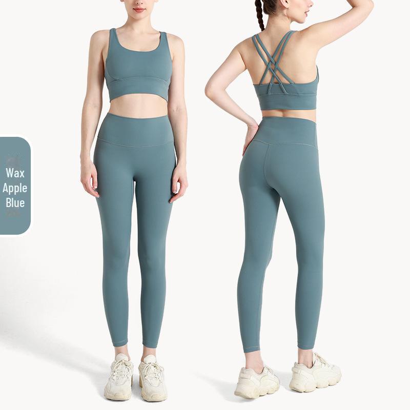 «Летний комплект для йоги на крестообразной спине»: Брюки и топ с высокой талией и утягивающими бедрами