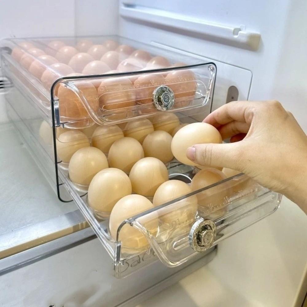 Transparent Egg Storage Box Double Layer Egg Container Egg Preservation Box Refrigerator