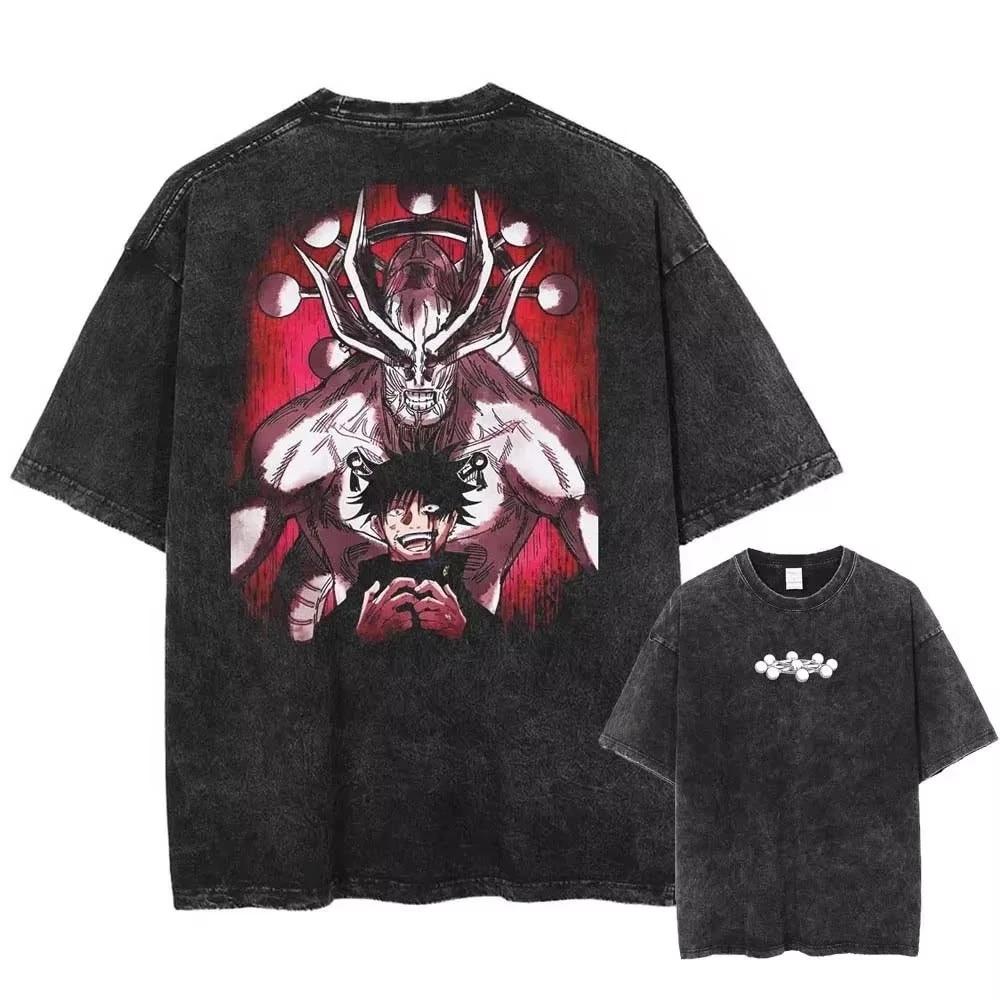 2026 Summer Jujutsu Kaisen Manga Tshirt Zenin Maki Graphic Print T Shirt Men Clothes Short Sleeve Tees Washed Oversized Cotton