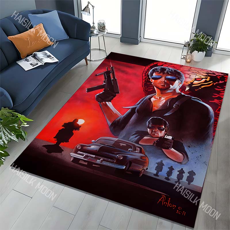 1PC Man with gun, car Carpet for Living Room Bedroom Sofa Home Decor Rus Non-slip Floor Mat Luxury Gift