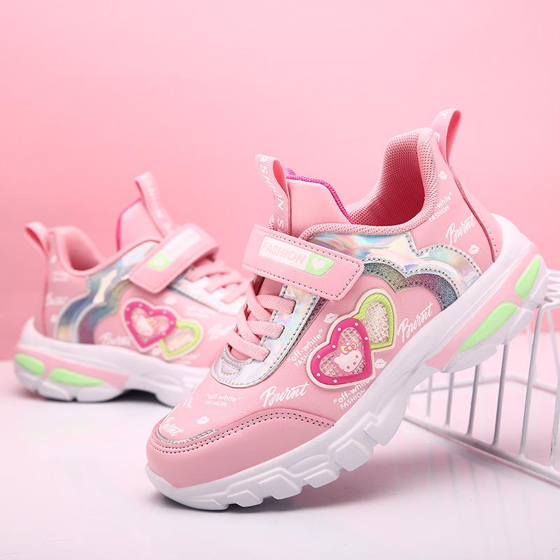 Кожаные кроссовки легкие новые спортивные туфли осень и зима принцесса 2020 удобные девочки одноклассники дышащие средние и пожилые дети