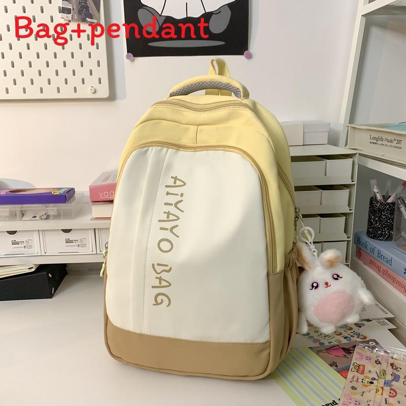 Mini Color Block Nylon Backpack For Women With Laptop Pocket For School Use