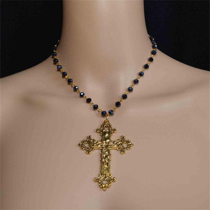 Gothic Cross Necklace For Women With Alloy Pendant And Chain Jewelry Accessory