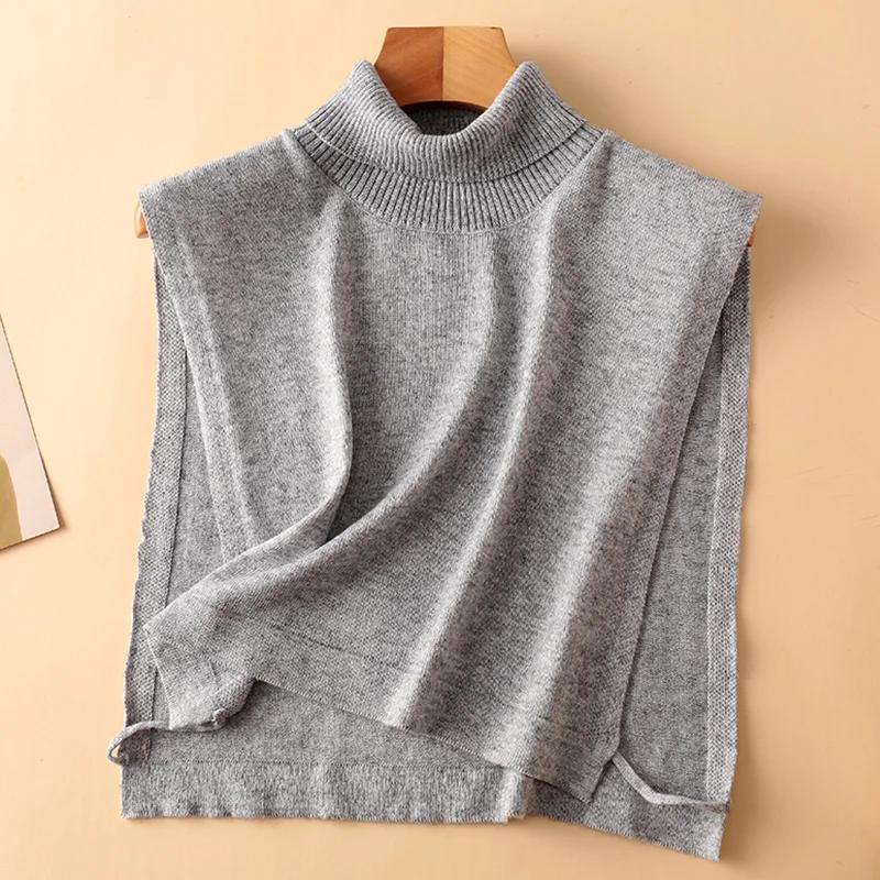 Women Wool Detachable Collar Fake Neck Mock Hooded Solid Color False Sweater Ladies Turtleneck Neckwear Clothing Accessories