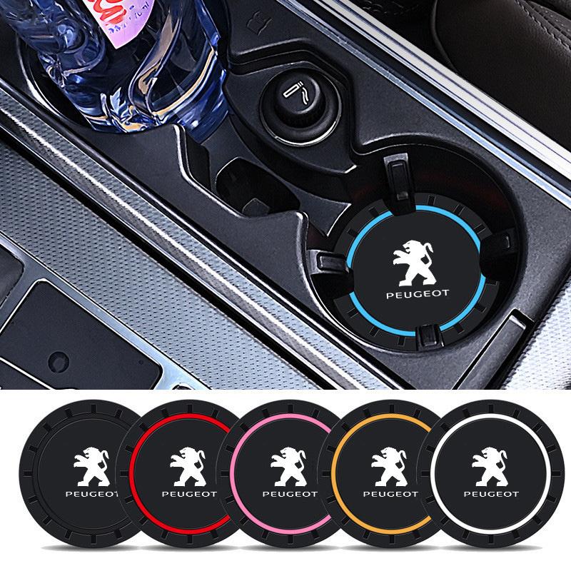 2PC Silicone Car Coaster Water Cup Slot Non-Slip Pad Accessories For Peugeot 408 4008 308 3008 Rifter 5008 508 2008 208 RCZ 407