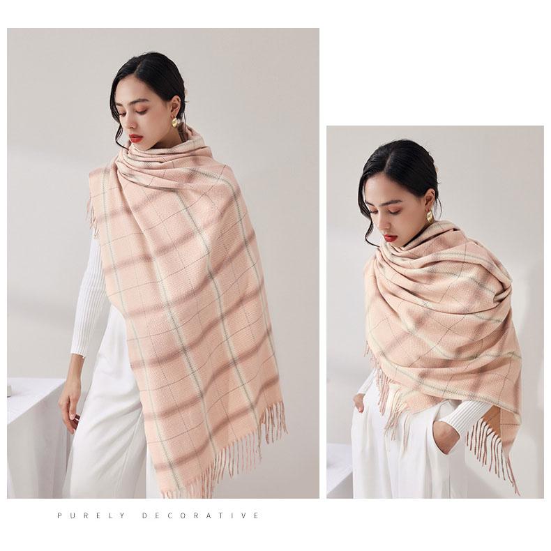 Осенне-зимний клетчатый шарф, новый шарф из искусственного кашемира, женская модная шаль, теплый шарф с кисточками