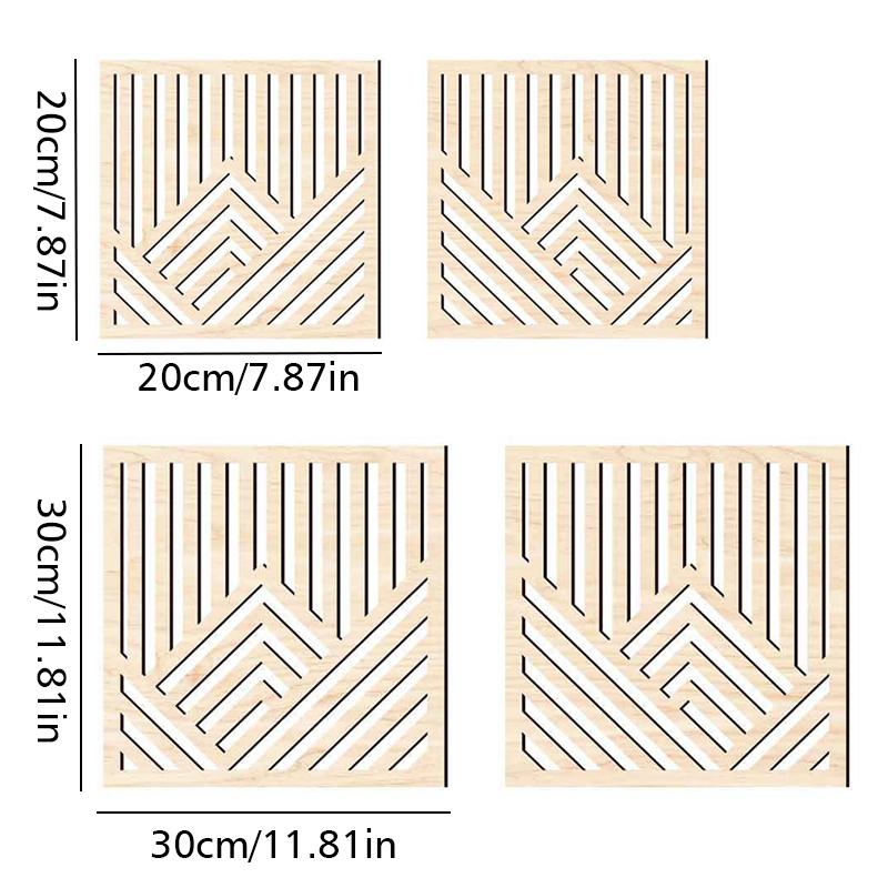 2pcs/set Board Wall Sticker Home Decoration Hollow Wall Sticker Creative Wooden Wall Hanging 3D 3 Colors