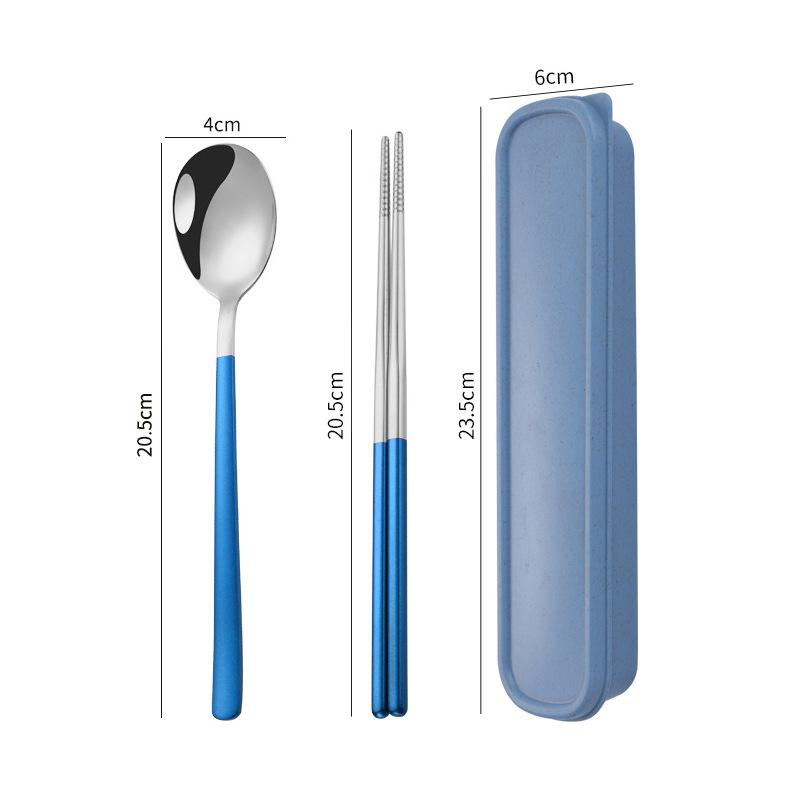 Three-Piece Japanese Stainless Steel Cutlery Set: Spoon, Fork, Chopsticks