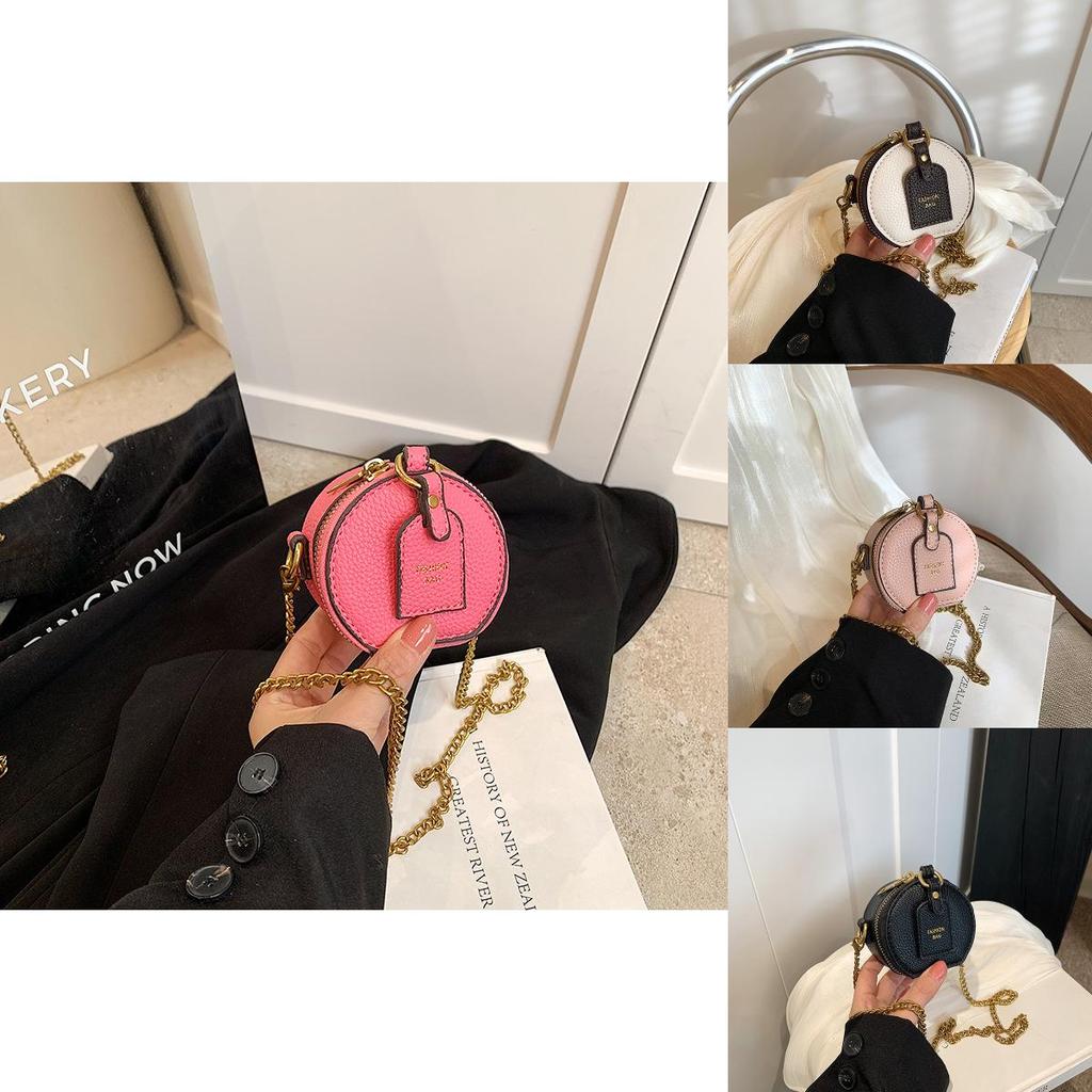 Stylish Retro Mini Round Bag For Kids And Adults With Chain Design Lightweight