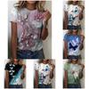 2024 летняя мода топы с короткими рукавами новые футболки с круглым вырезом и принтом 3D-бабочки женские футболки летние топы больших размеров для женщин