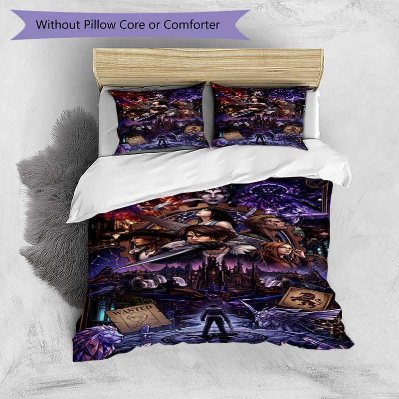 3pcs Duvet Cover Set (1*Duvet Cover + 2*Pillowcase, Without Core), Final Fantasy Print Bedding Set, Bedroom Decor, All‑Season, Birthday Gift