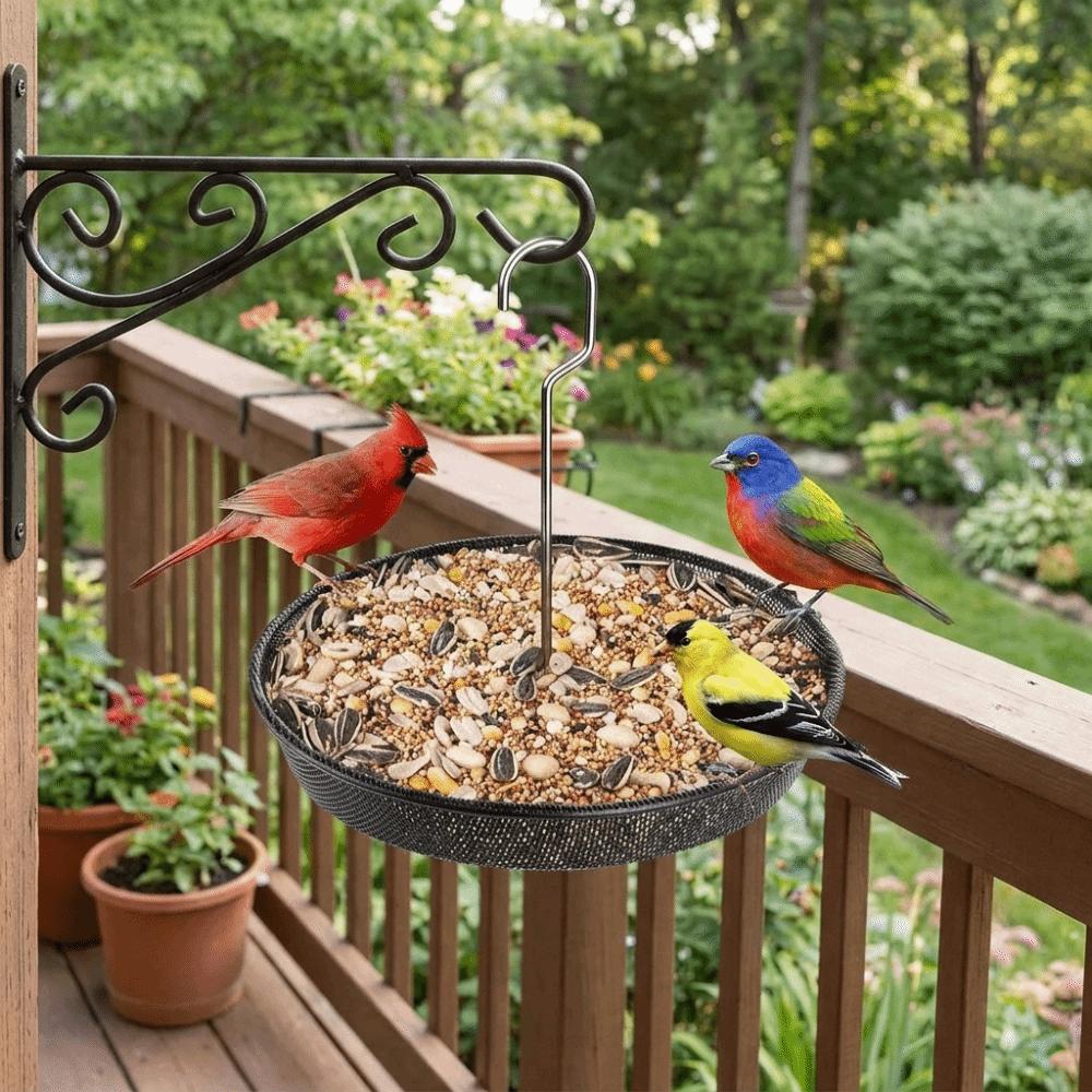Large Capacity Hanging Bird Feeder Rustproof Bird Food Tray Creative Wild Bird Feeder Courtyard
