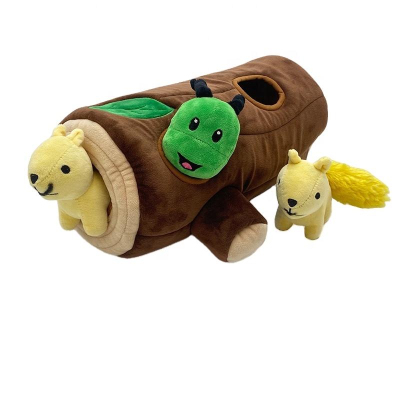 Squeaky Dog Hide and Seek Chew Tree Cave Plush Pet Toy for Interactive Hide and Seek Games