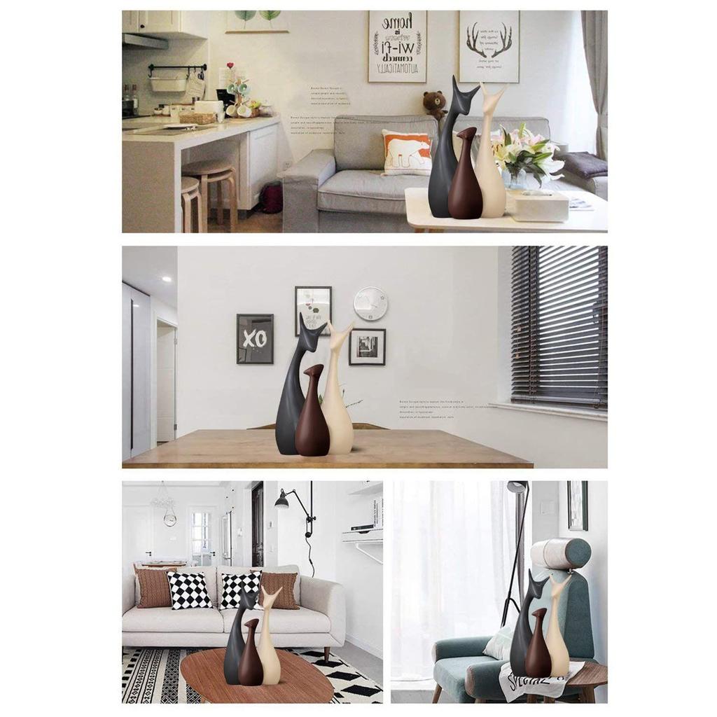 Home Decor Lucky Deer Family Matte Finish Ceramic Figures - (Set of 3, Matte Brown)