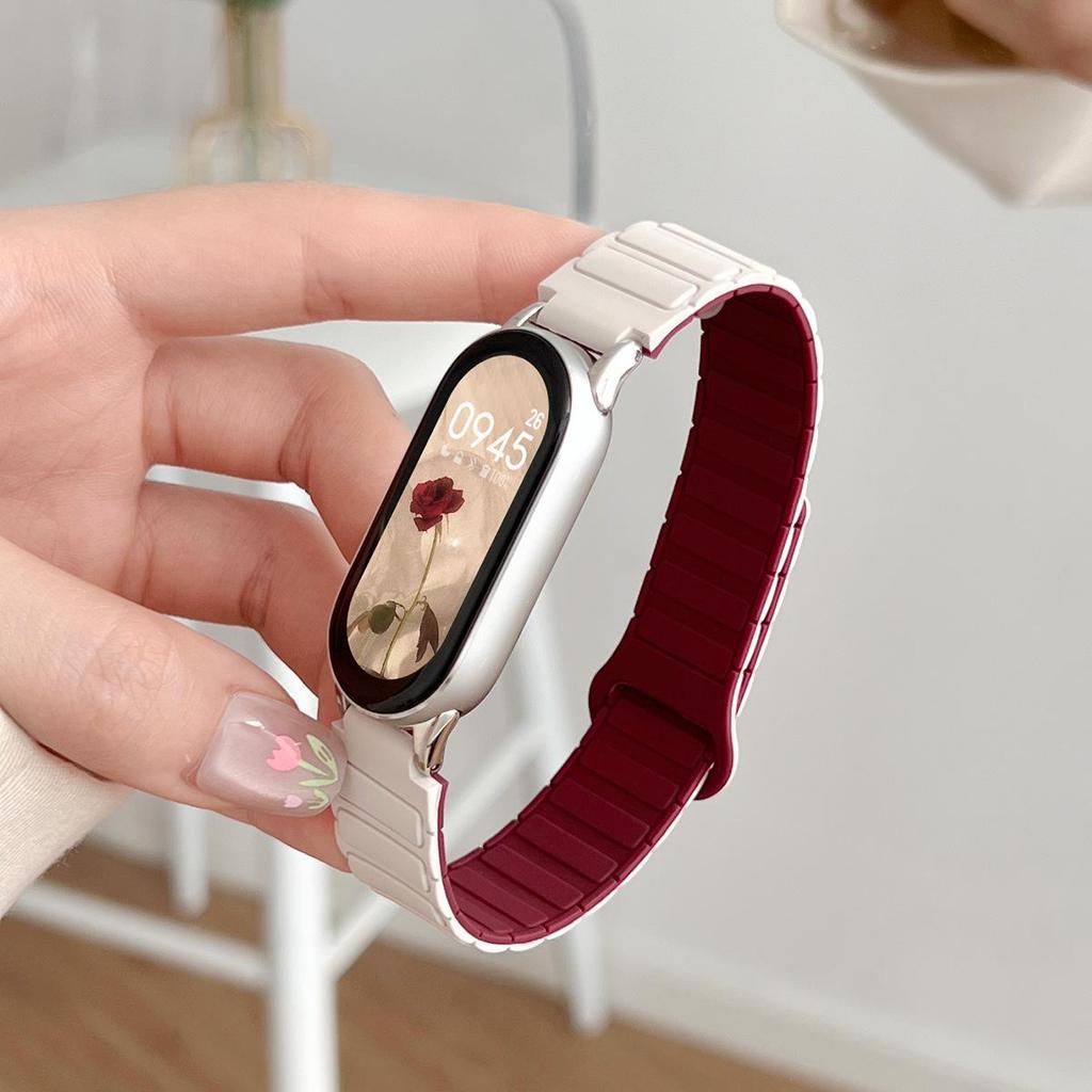 Силиконовый магнитный спортивный ремешок Huawei Band 10 - Двухцветный браслет для умных часов 8/9