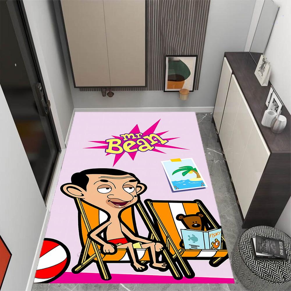 Mr Bean's Silly Adventure Themed Anti-Slip Rugs - Polyester Home Decor, Suitable for Bedrooms, Living Rooms, Doorways, Studios, and Decorations