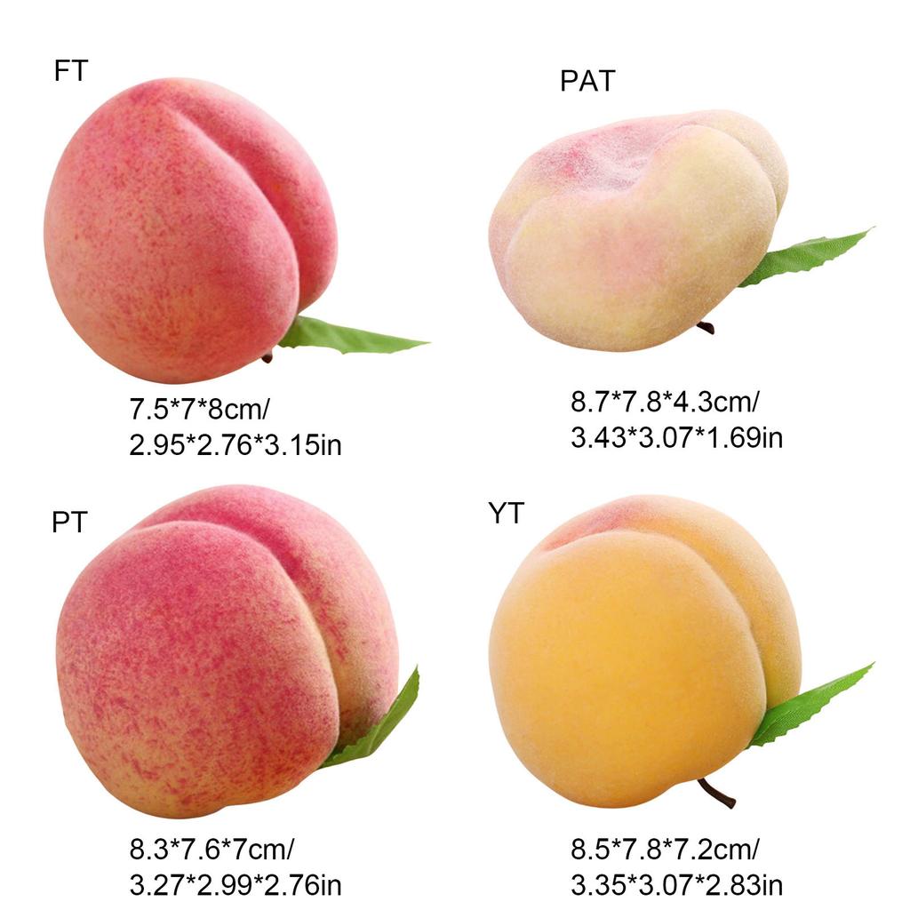 2pcs Artificial Peach Fruit Realistic Faux Fruits Peaches for Home Kitchen Table Decoration and Photography Props