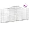 VidaXL Paniers à gabions arqués 5 pcs 300x30x120/140 cm fer galvanisé, gabion, cage de gabion, panier de mur de gabion, mur 3146542