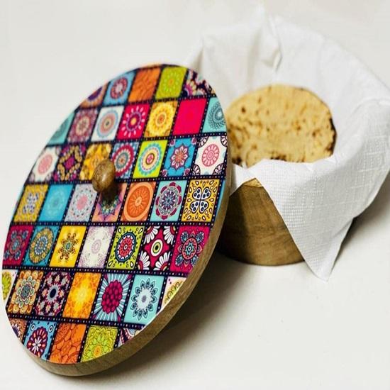 Деревянная сервировочная коробка для чапати диаметром 22,5 см. Деревянная кастрюля для чапати для званого ужина.