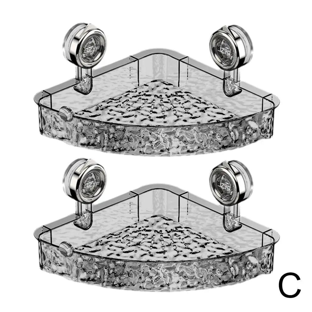 Полка для ванной на присоске, настенная полка без перфорации, угловая полка для хранения унитаза, треугольная полка для умывальника, ванная комната, N9K8