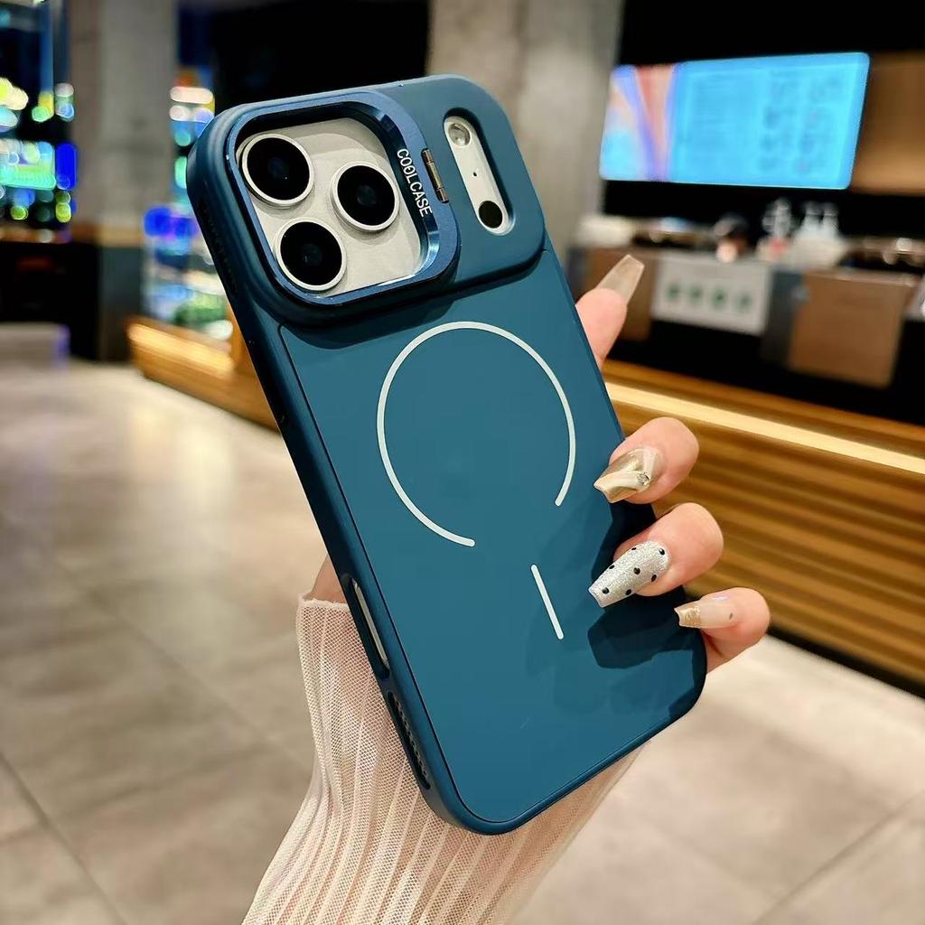 Luxury silicone heat dissipation shockproof cover for iPhone 17 Air 17 16 15 14 13 12 Pro Max lens holder magnetic Phone case