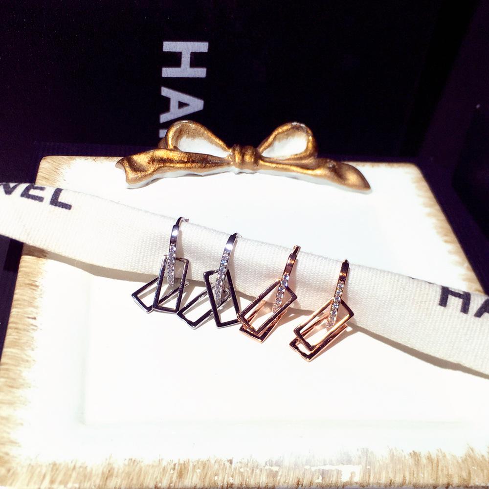 Корейские высококачественные геометрические серьги из циркония для женщин