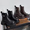 Женские зимние ботинки «Челси» на платформе и щиколотке, теплые плюшевые кожаные туфли на высоком каблуке, зимняя мода 2025 года, повседневная обувь в стиле ретро, Botas Mujer