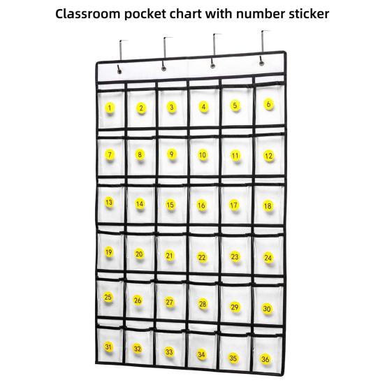Classroom Hanging Organizer 36 Pocket with Number Stickers Cell Phone Stationery Storage Bag for Office Dorms Homes