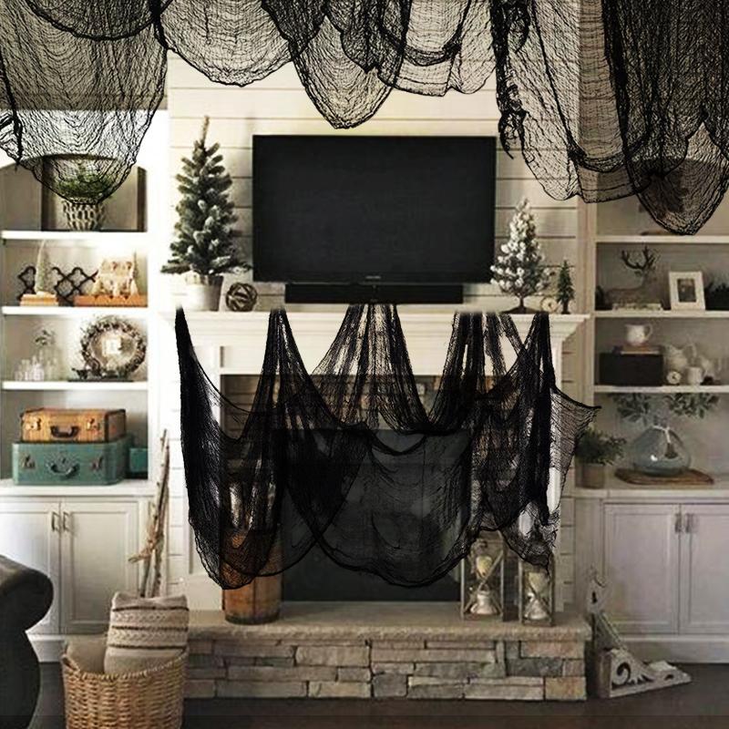Halloween Gauze Ornaments Wall Hanging Black Polyester Home Garden Holiday Supplies