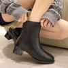 Модные женские ботинки с квадратной головкой, толстая подошва, для улицы, однотонные, весна-осень 2024, женские ботильоны с молнией сзади, Botines De Mujer