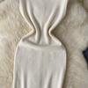 Foamlina Pure Color Knitting Dress для женщин Элегантный V-образный вырез без рукавов Летняя мода Тонкий вырез вечернее длинное платье