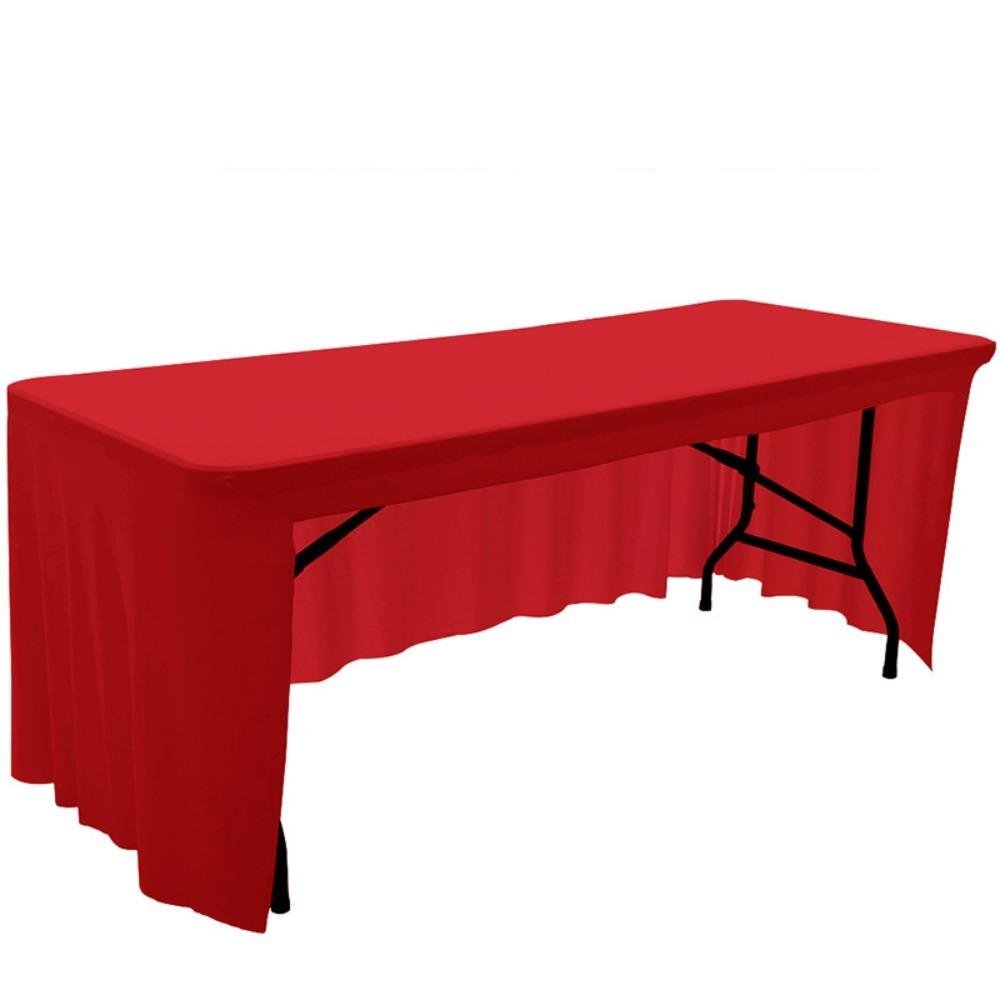 Solid Color Spandex Stretch Tablecloth Rectangular Dustproof Table Cover Washable Elastic Exhibition Table Decor Banquet