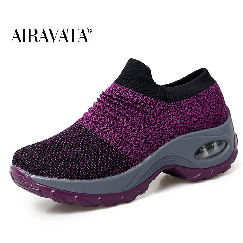 Fashion Women Casual Sneakers Mesh Platform Slip-on Air Cushion Sport Shake Shoes