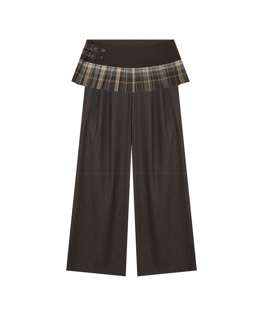 LARTIGENT L19 Check Pleats Wrap Set(Brown)