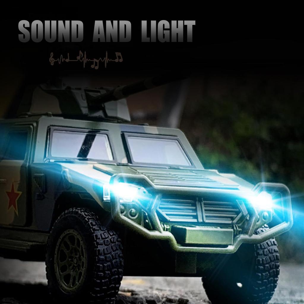 Масштаб 1/50, военный игрушечный грузовик, армейский бронированный боевой танк, внедорожник, тянуть армейские игрушки назад со светом и звуком