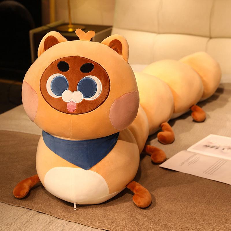 Creative Soft Cat Caterpillar Throw Pillow Plush Toy Doll Girl Sleeping Soothing Rag Doll Birthday Gift