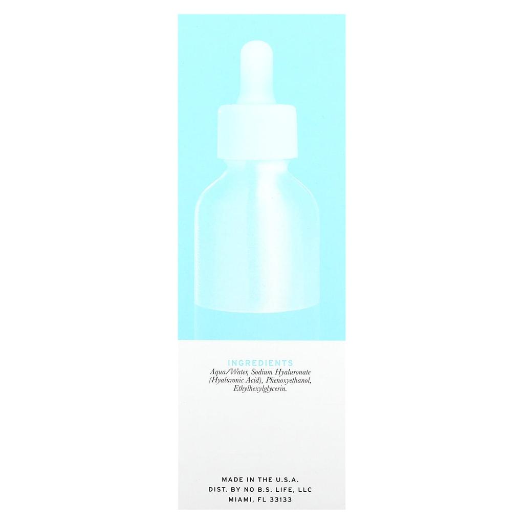 No BS Skincare Pure Hyaluronic Serum, 1 Fl Oz (30 Ml)