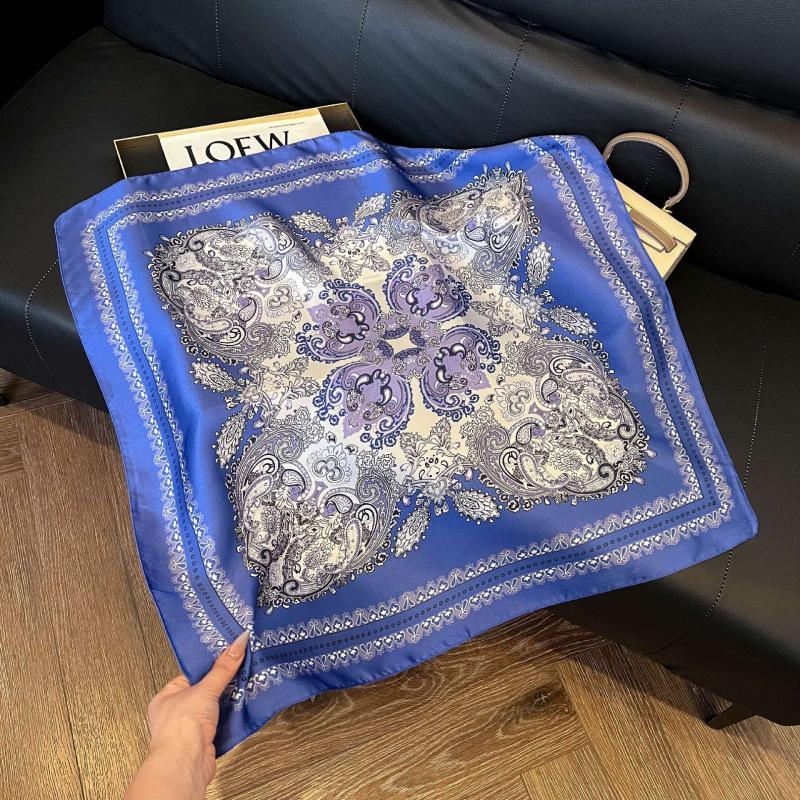 New Korean version of versatile printed decorative silk scarf, Chinese style temperament, elegant streamer, hair tie, bag, small scarf