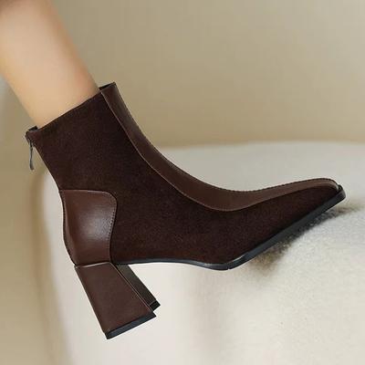 Женские зимние ботильоны на высоком каблуке, дизайнерская зимняя сексуальная обувь, массивные ботинки челси, новинка 2024 года, модные готические сапоги Zapatillas Ladies