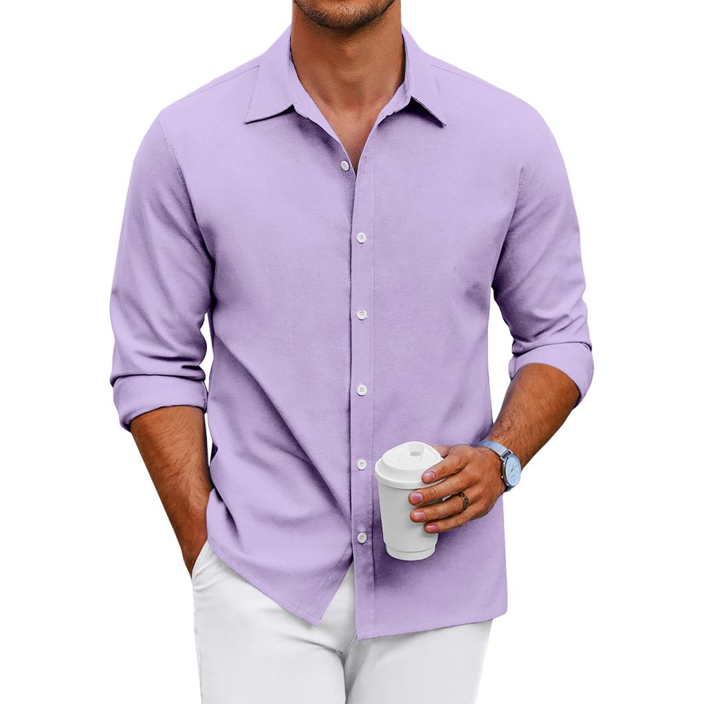Men's Loose-fitting Casual Button-down Long-sleeved Shirt