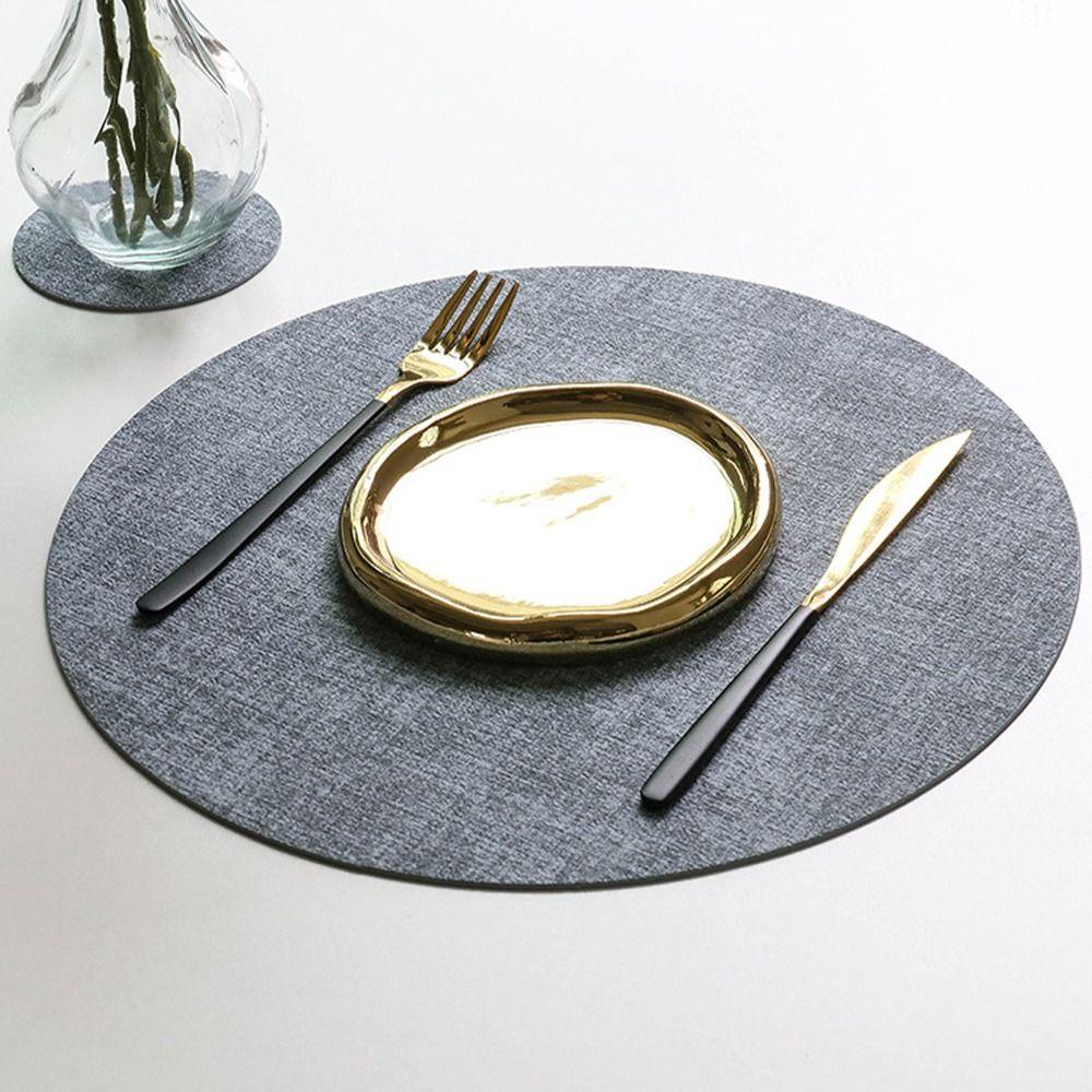 Oil-proof PVC Table Mat 33cm Large Round Placemat Non-Slip Washable Cup Mat Hotel