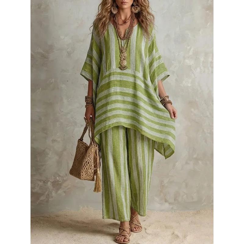 HNXC Women's Fashion Casual 3/4 Sleeves V Neck Pants Suits Classic Exquisite