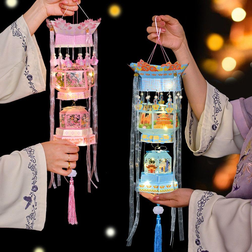 DIY Material Package Handmade Lantern Double Layered Chinese Style Lantern  Festival Celebration