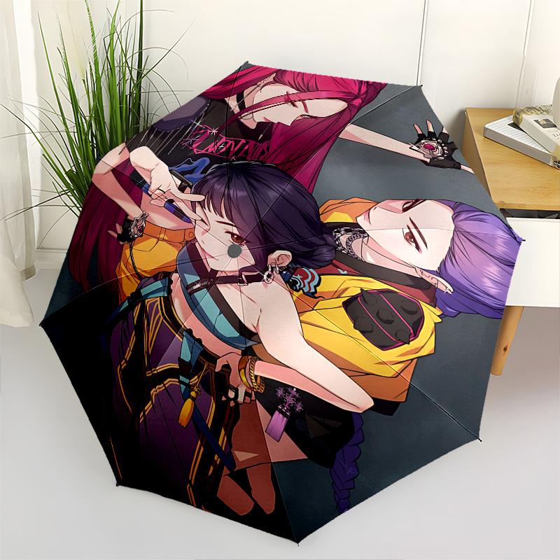 Anime Kpop GirlThemed Automatic Opening and Closing umbrella 8 Ribs, Suitable for Leisure and Going Out, Outdoor Accessory, Gothic Style,