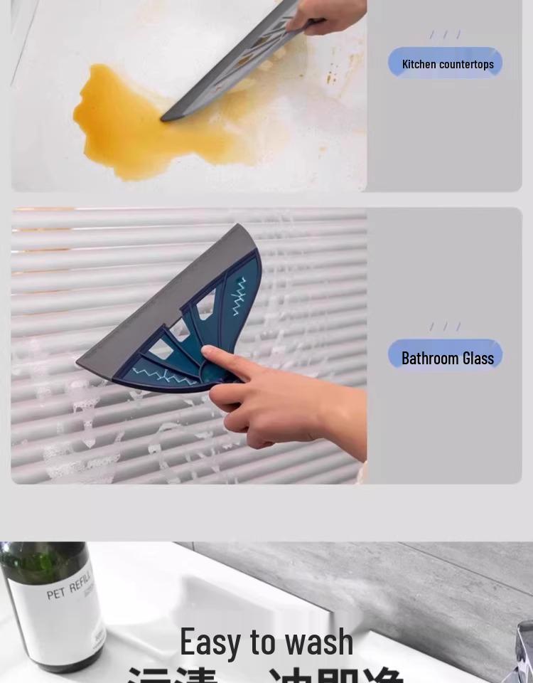 Multi-Purpose Retractable Silicone Broom and Floor Scraper for Indoor Cleaning