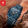 OLEVS Mens Chronograph Watch Original Tonneau Quartz Watch Waterproof Luminous Stainless Steel Watches For Men