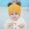 Winter Children Warm Baby Knitted Hats With Pom Pom Kids Knit Beanie Hats Solid Color Infant Hat For Boys Girls